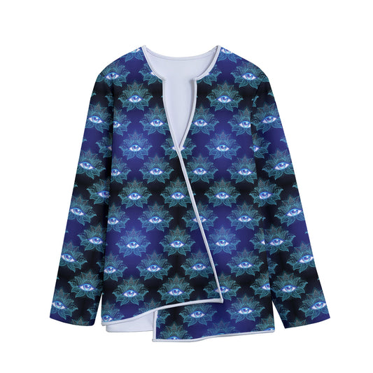 Lotus Eye of Providence Pattern Print Long Sleeve Short Coat