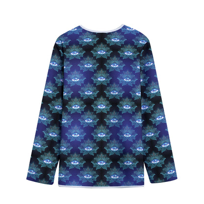 Lotus Eye of Providence Pattern Print Long Sleeve Short Coat