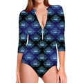 Lotus Eye of Providence Pattern Print Long Sleeve Swimsuit