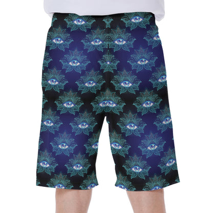 Lotus Eye of Providence Pattern Print Men's Beach Shorts
