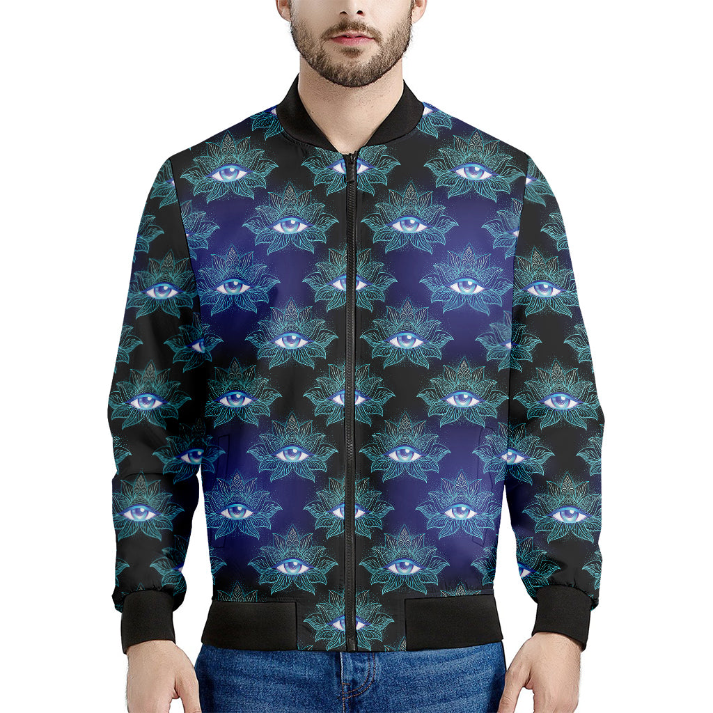 Lotus Eye of Providence Pattern Print Men's Bomber Jacket