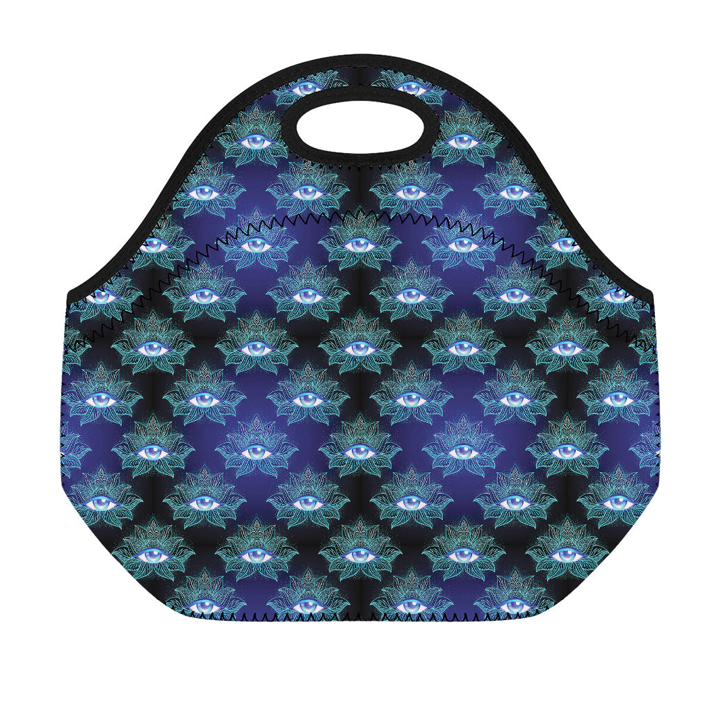 Lotus Eye of Providence Pattern Print Neoprene Lunch Bag