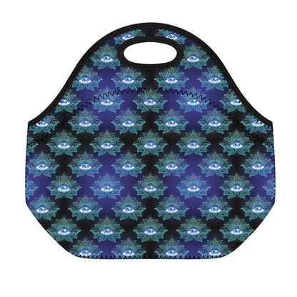 Lotus Eye of Providence Pattern Print Neoprene Lunch Bag