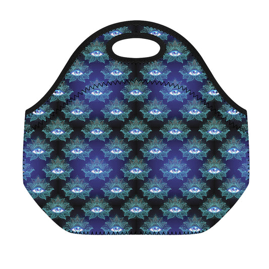 Lotus Eye of Providence Pattern Print Neoprene Lunch Bag