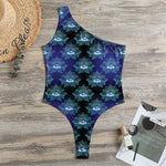 Lotus Eye of Providence Pattern Print One Shoulder Bodysuit