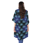 Lotus Eye of Providence Pattern Print Open Front Beach Cover Up