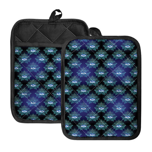 Lotus Eye of Providence Pattern Print Pot Holders With Pocket