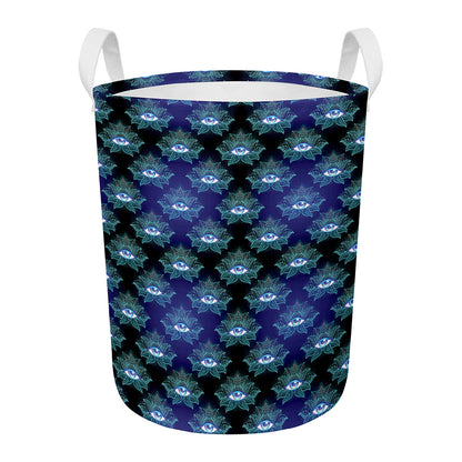 Lotus Eye of Providence Pattern Print Round Laundry Basket