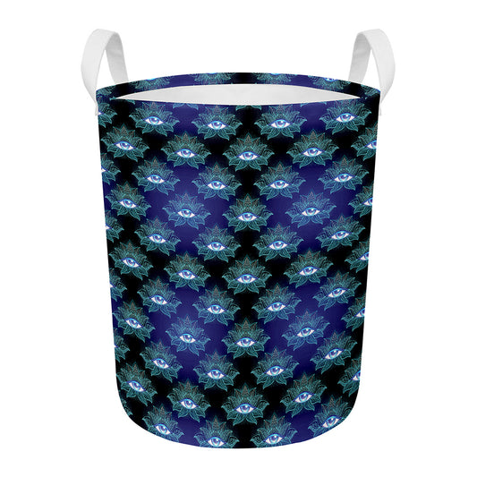 Lotus Eye of Providence Pattern Print Round Laundry Basket