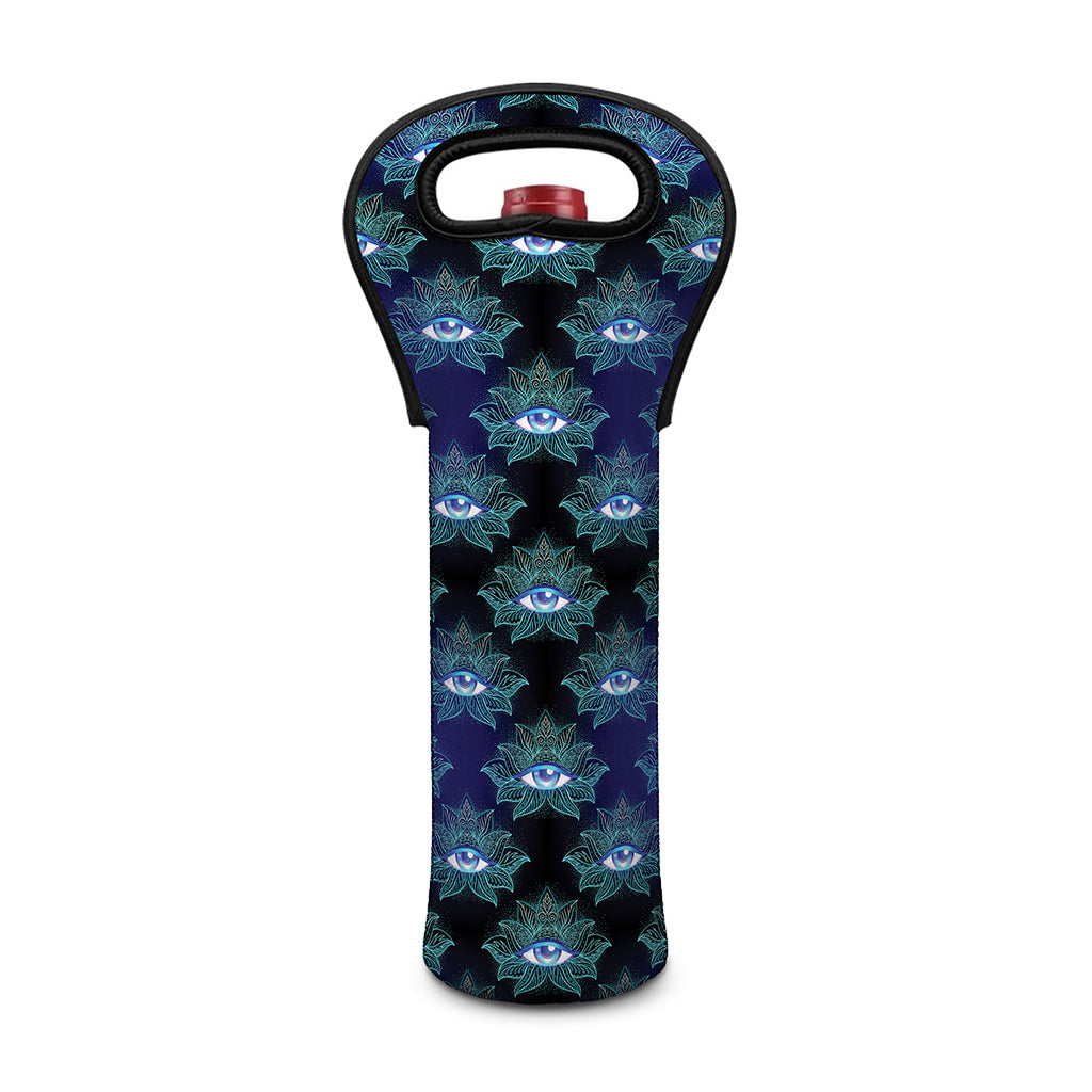 Lotus Eye of Providence Pattern Print Single Neoprene Wine Tote