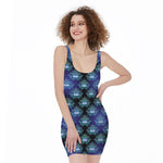 Lotus Eye of Providence Pattern Print Sleeveless Bodycon Dress