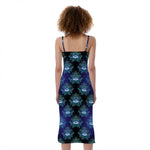 Lotus Eye of Providence Pattern Print Slim Fit Midi Cami Dress