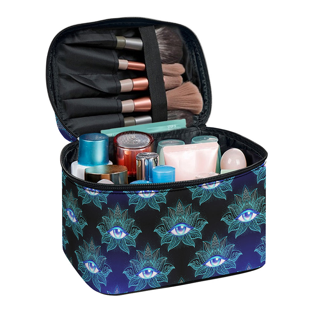 Lotus Eye of Providence Pattern Print Travel Makeup Bag