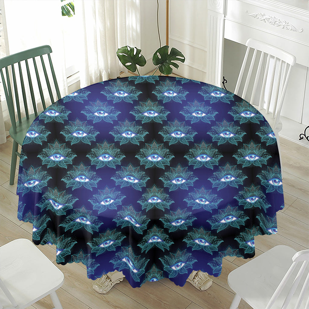 Lotus Eye of Providence Pattern Print Waterproof Round Tablecloth