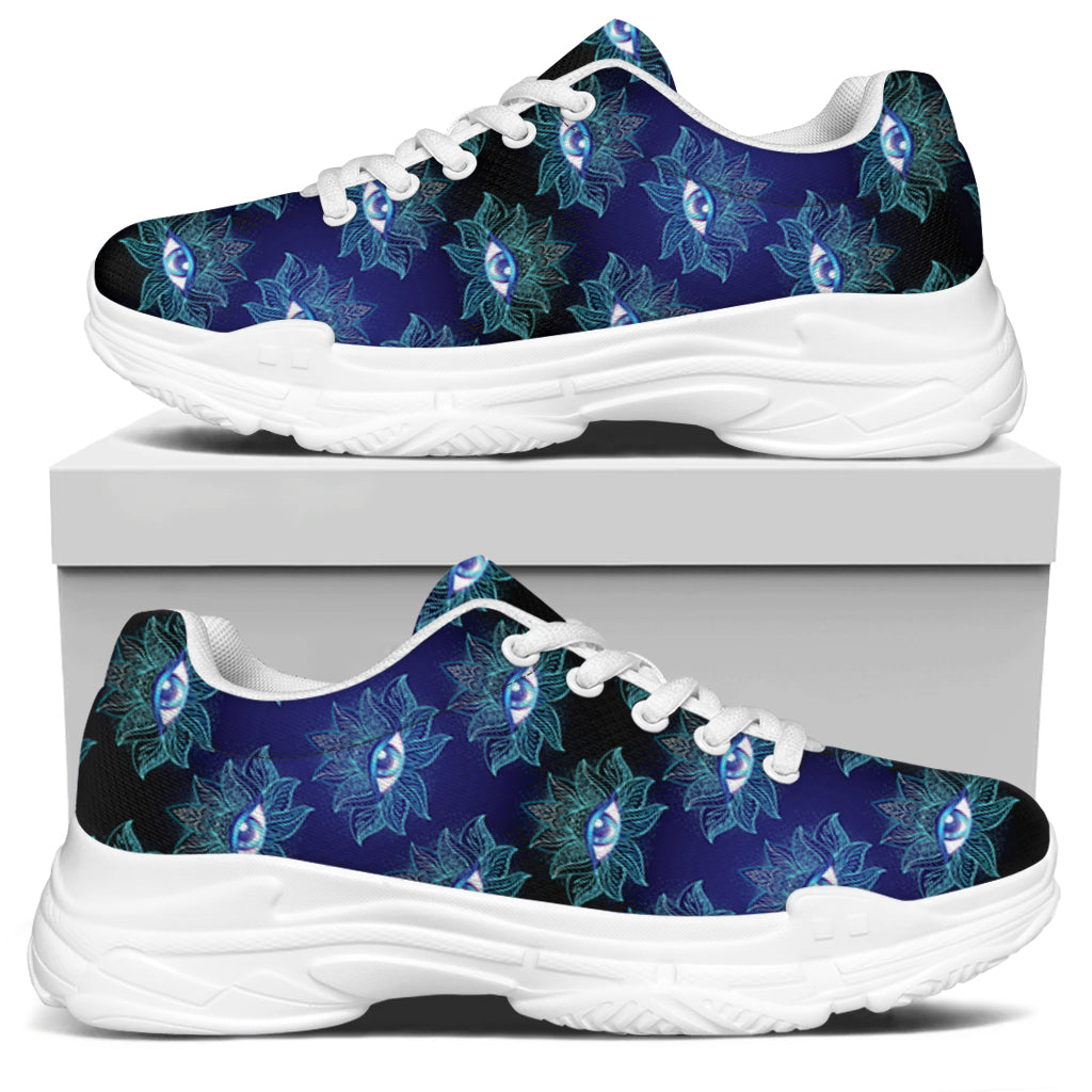 Lotus Eye of Providence Pattern Print White Chunky Shoes