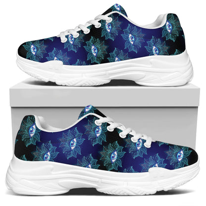 Lotus Eye of Providence Pattern Print White Chunky Shoes
