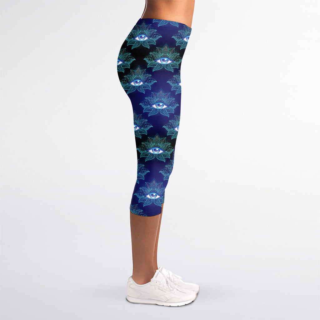 Lotus Eye of Providence Pattern Print Women's Capri Leggings