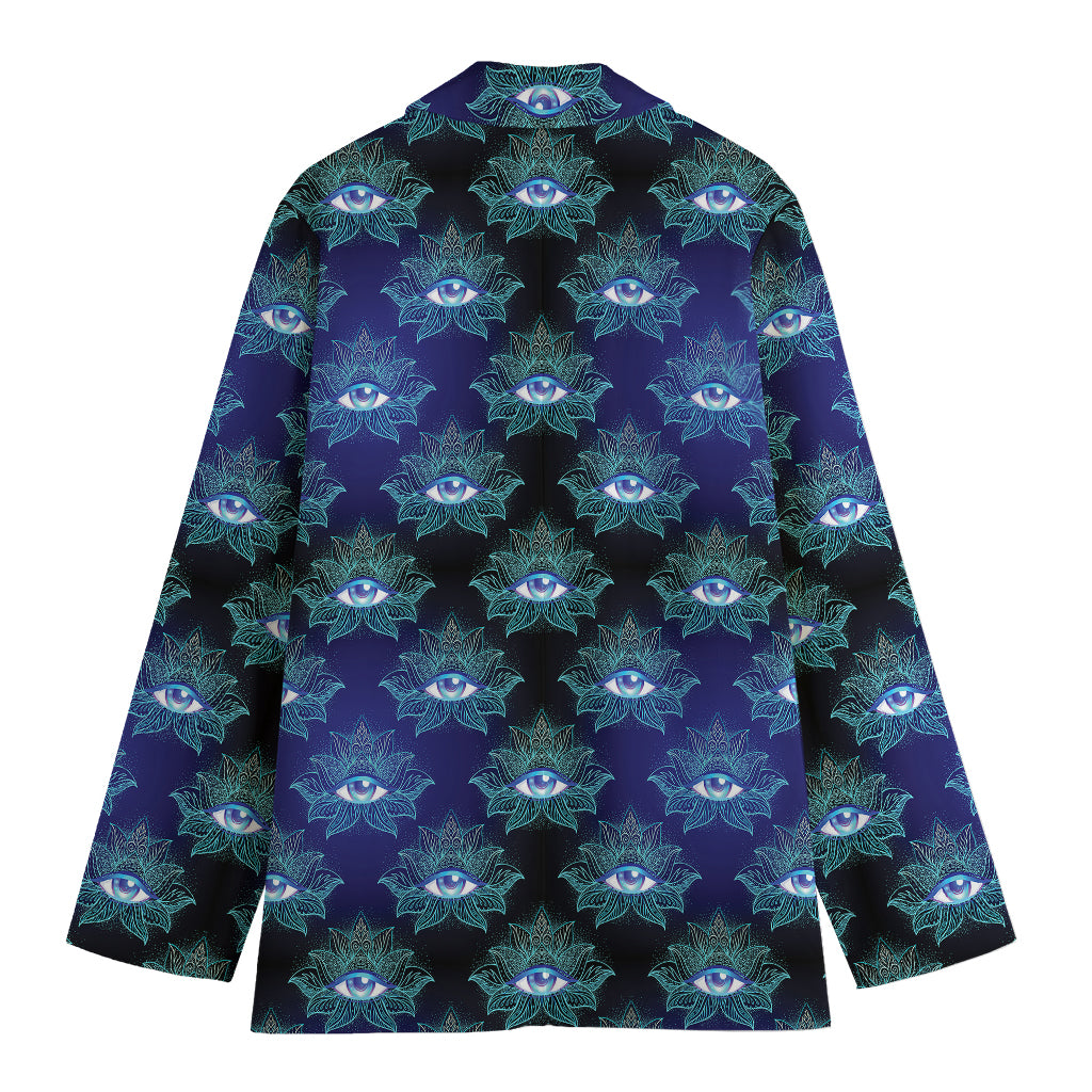 Lotus Eye of Providence Pattern Print Women's Cotton Blazer