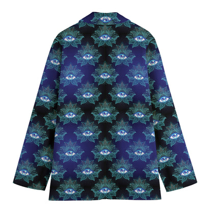 Lotus Eye of Providence Pattern Print Women's Cotton Blazer