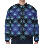 Lotus Eye of Providence Pattern Print Zip Sleeve Bomber Jacket