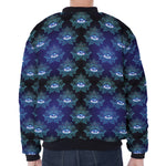 Lotus Eye of Providence Pattern Print Zip Sleeve Bomber Jacket
