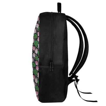 Lotus Flower And Leaf Pattern Print 17 Inch Backpack