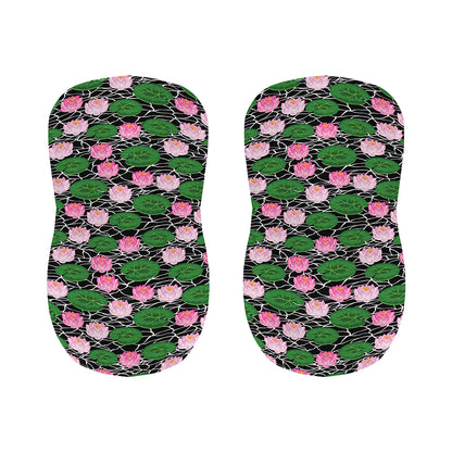 Lotus Flower And Leaf Pattern Print Bar Stool Covers