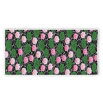 Lotus Flower And Leaf Pattern Print Beach Towel