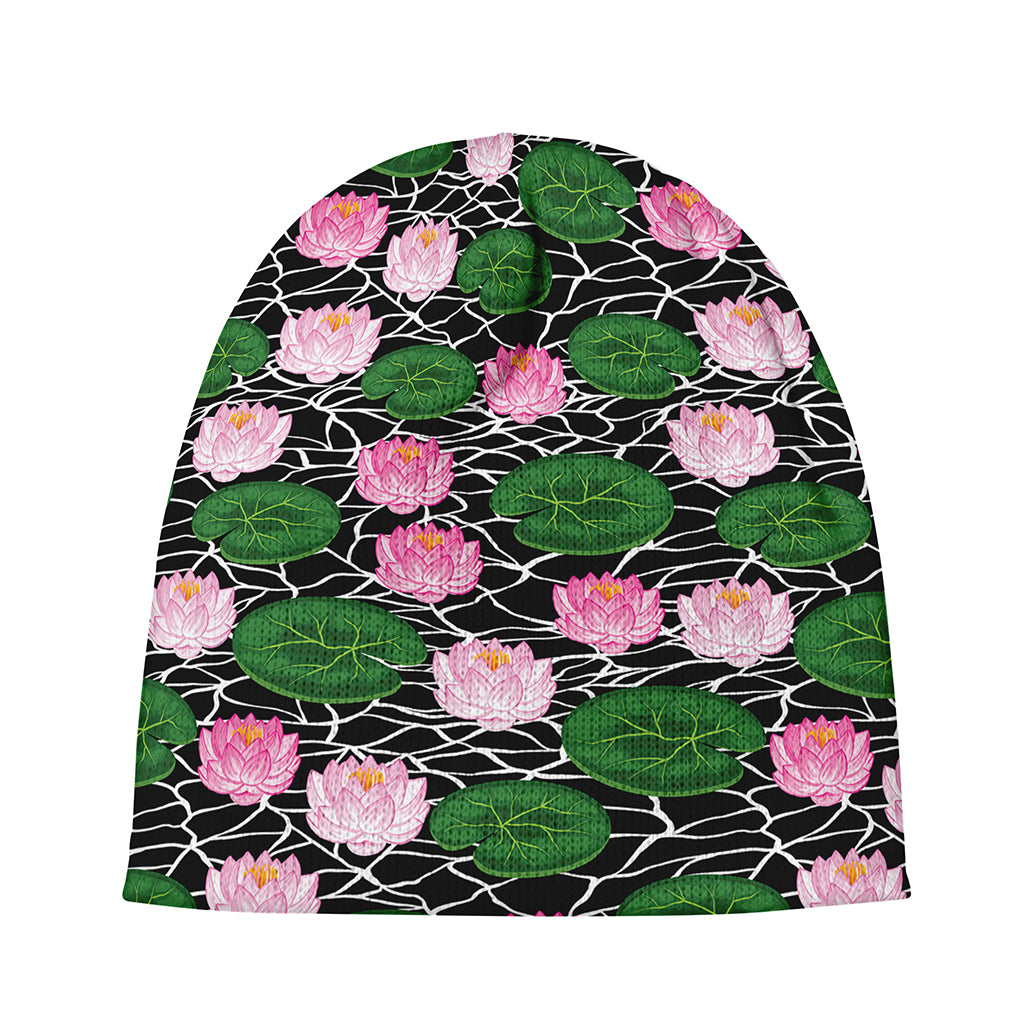 Lotus Flower And Leaf Pattern Print Beanie