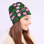 Lotus Flower And Leaf Pattern Print Beanie