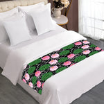 Lotus Flower And Leaf Pattern Print Bed Runner
