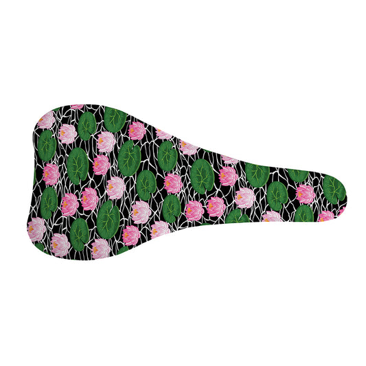 Lotus Flower And Leaf Pattern Print Bicycle Seat Cover