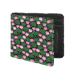 Lotus Flower And Leaf Pattern Print Bifold Wallet
