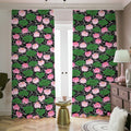 Lotus Flower And Leaf Pattern Print Dimout Pencil Pleat Curtains
