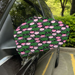 Lotus Flower And Leaf Pattern Print Car Side Mirror Covers