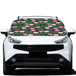 Lotus Flower And Leaf Pattern Print Car Windshield Snow Cover