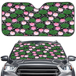 Lotus Flower And Leaf Pattern Print Car Windshield Sun Shade