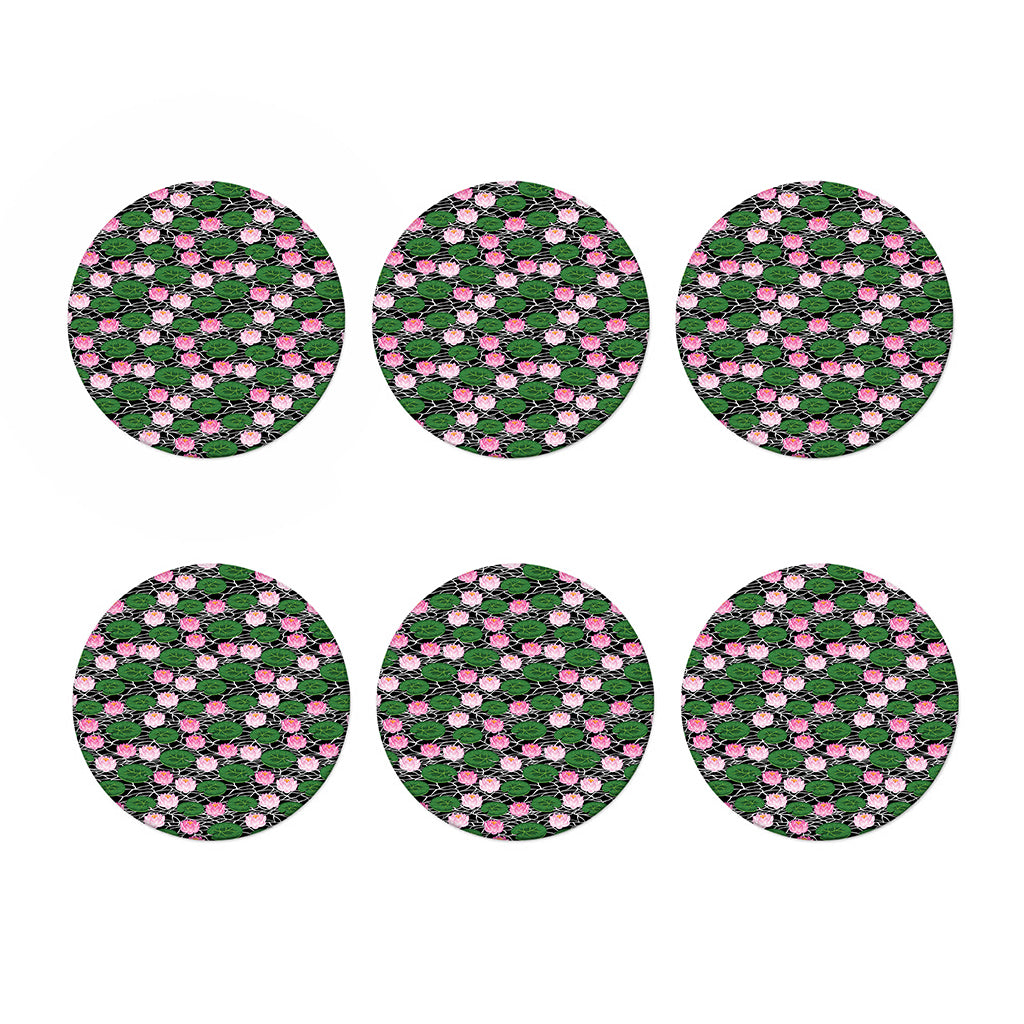 Lotus Flower And Leaf Pattern Print Coaster Set