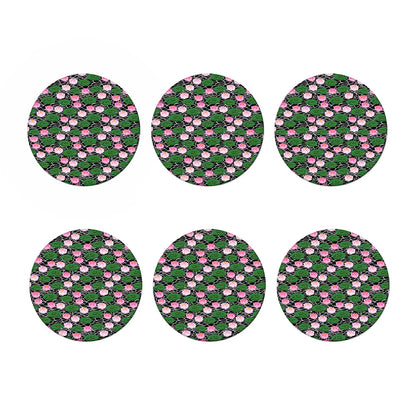 Lotus Flower And Leaf Pattern Print Coaster Set