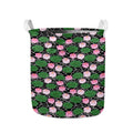 Lotus Flower And Leaf Pattern Print Collapsible Laundry Basket