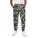 Lotus Flower And Leaf Pattern Print Cotton Pants