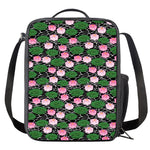 Lotus Flower And Leaf Pattern Print Crossbody Lunch Bag