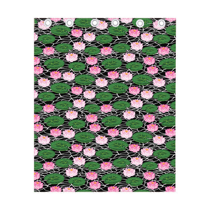 Lotus Flower And Leaf Pattern Print Curtain