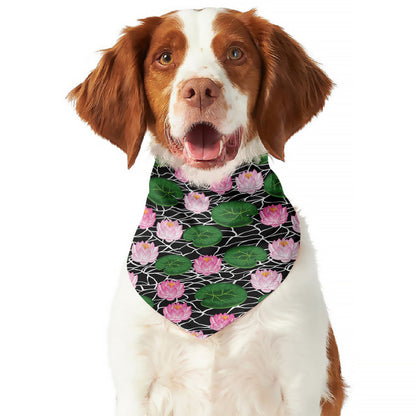 Lotus Flower And Leaf Pattern Print Dog Bandana