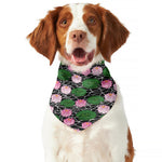 Lotus Flower And Leaf Pattern Print Dog Bandana