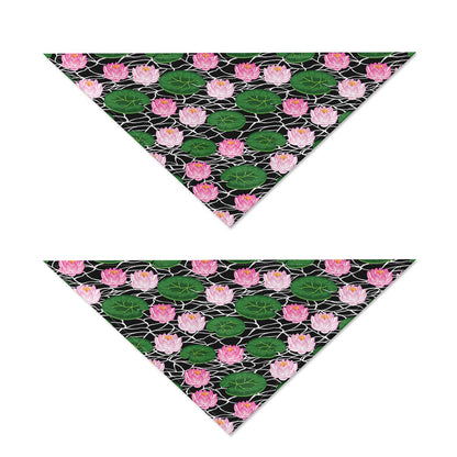 Lotus Flower And Leaf Pattern Print Dog Bandana