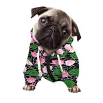 Lotus Flower And Leaf Pattern Print Dog Zip Up Hoodie