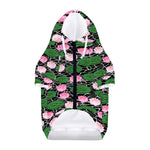 Lotus Flower And Leaf Pattern Print Dog Zip Up Hoodie