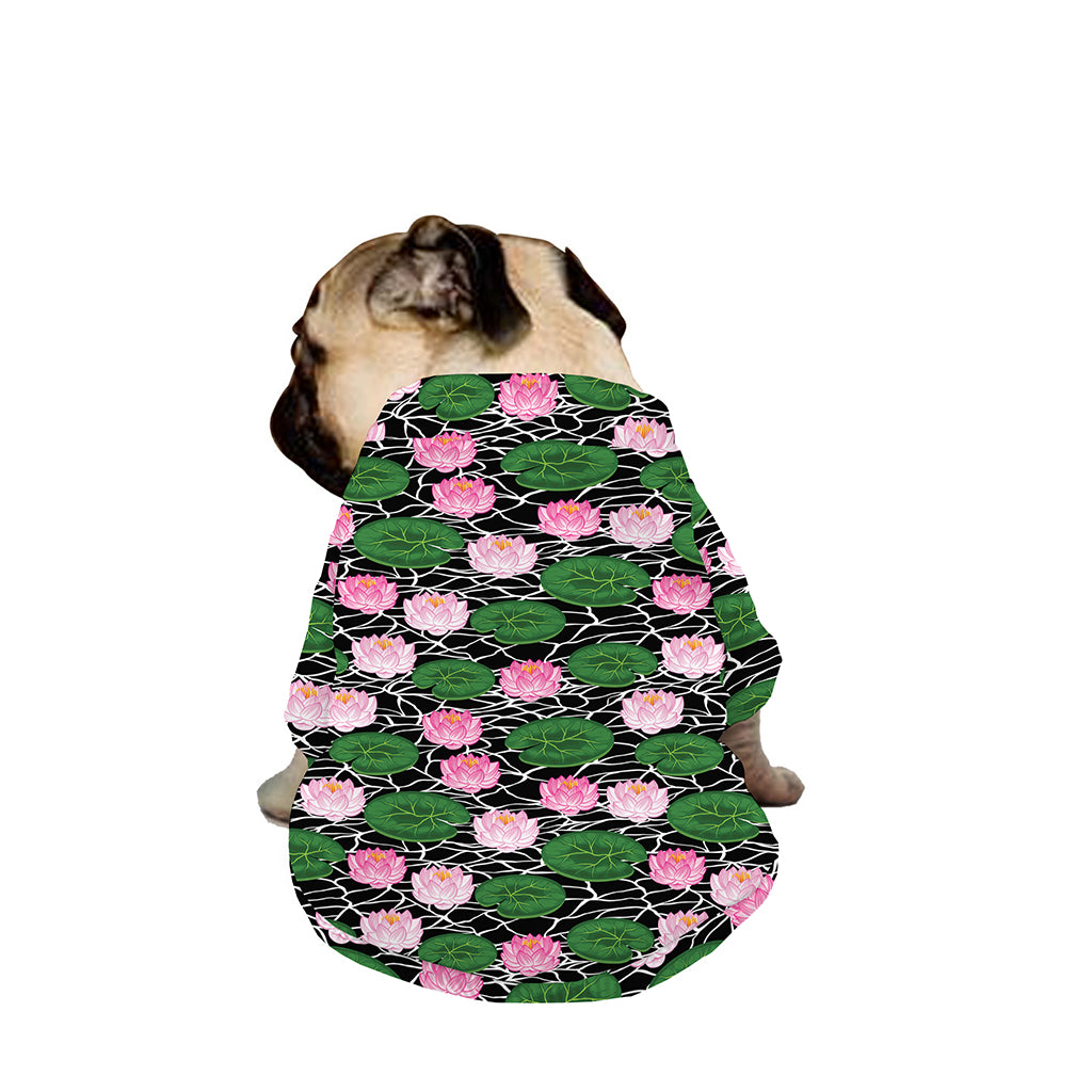 Lotus Flower And Leaf Pattern Print Dog Zip Up Jacket