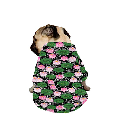 Lotus Flower And Leaf Pattern Print Dog Zip Up Jacket